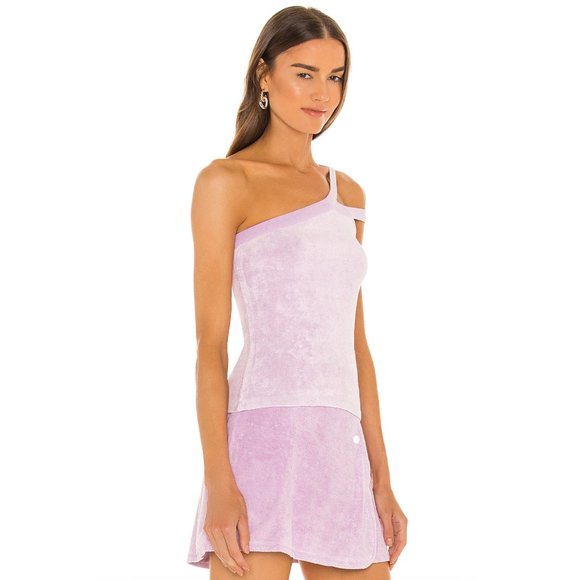 DANNIJO Terry Cloth Orchid Purple One Shoulder Tank Top - Picture 4 of 9